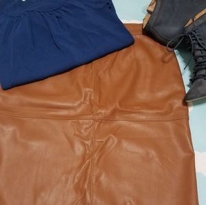 Brown Faux leather skirt